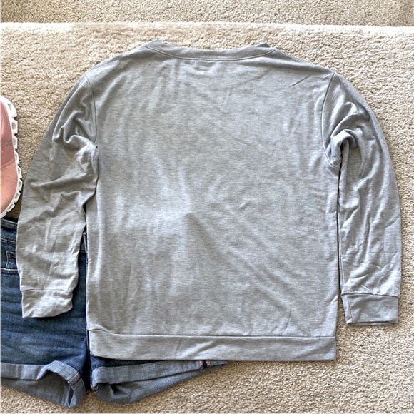 HELLO PUMPKIN Grey Long Sleeve Pullover/Top - Picture 4 of 6